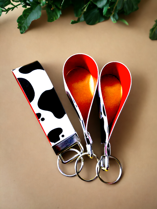 Cow Print + Red Keychain