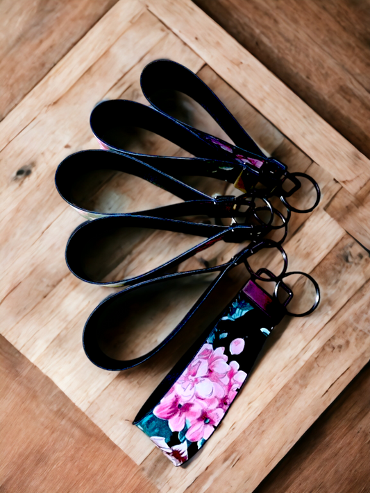 Black Floral Keychain