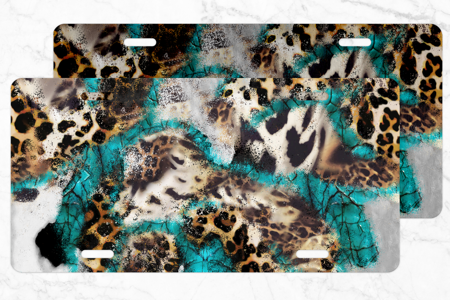 License Plate ~ Leopard Turquois Cow Print