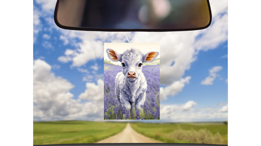 Cow & Lilac Flowers Car Felt Freshies