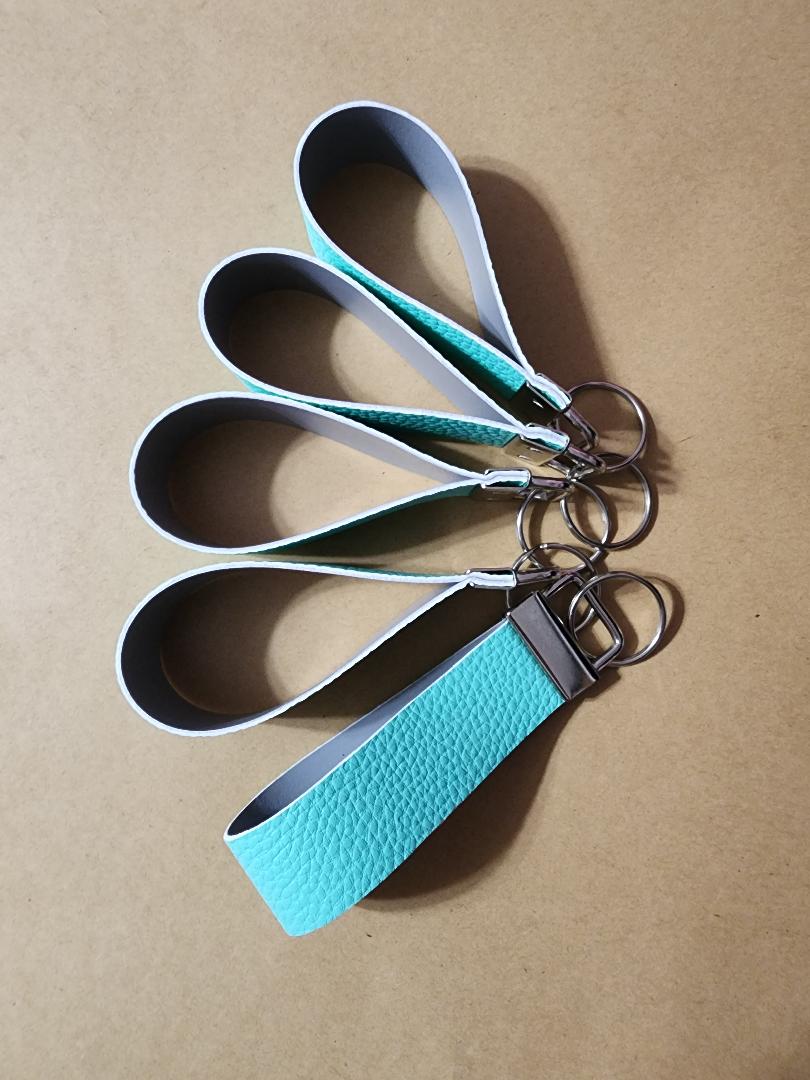 Turquoise + Grey Keychain