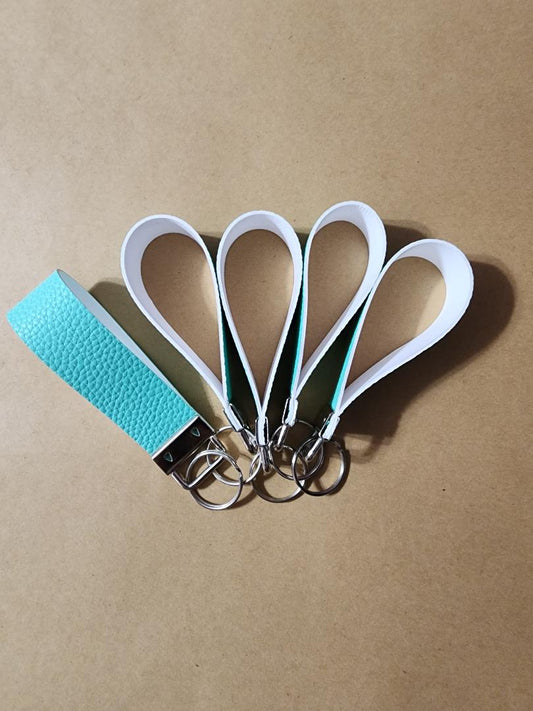 Turquoise + White Keychain